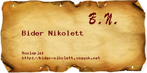 Bider Nikolett névjegykártya